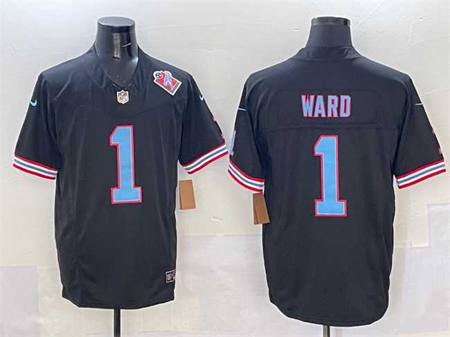 Men%27s Tennessee Titans #1 Cameron Ward Black 2025 Draft F.U.S.E. 1997 Throwback Patch Vapor Limited Stitched Jersey->cincinnati bengals->NFL Jersey